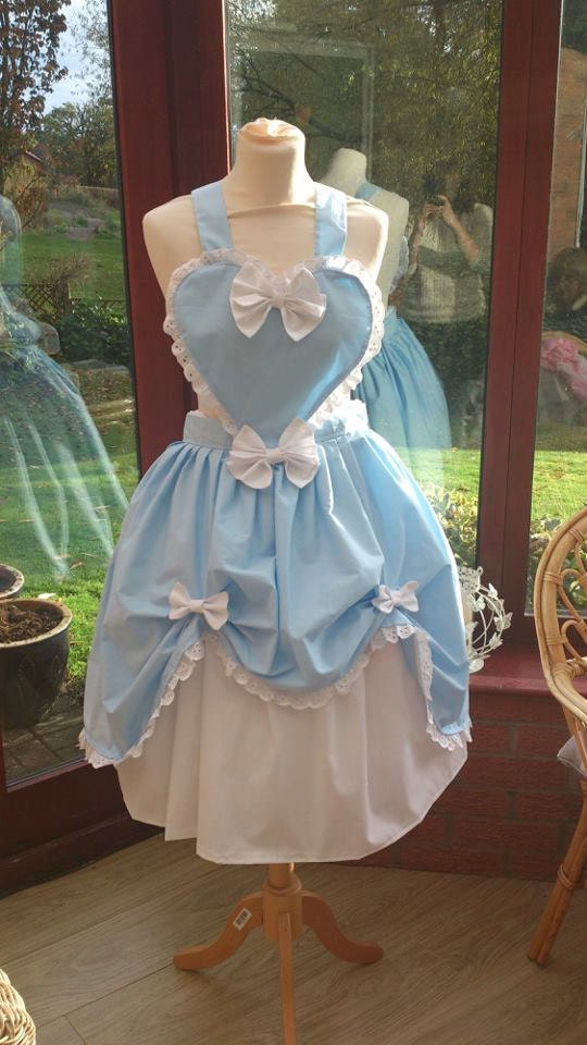 Lolita heart pinafore and white skirt Alice In wonderland Made to order