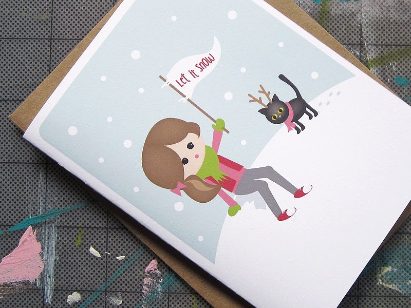 Let it Snow Holiday Kitty Card