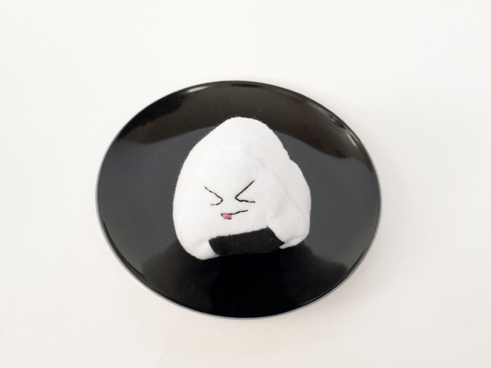 Rice Ball Plush - Plush Sushi Toy - Grumpy Face
