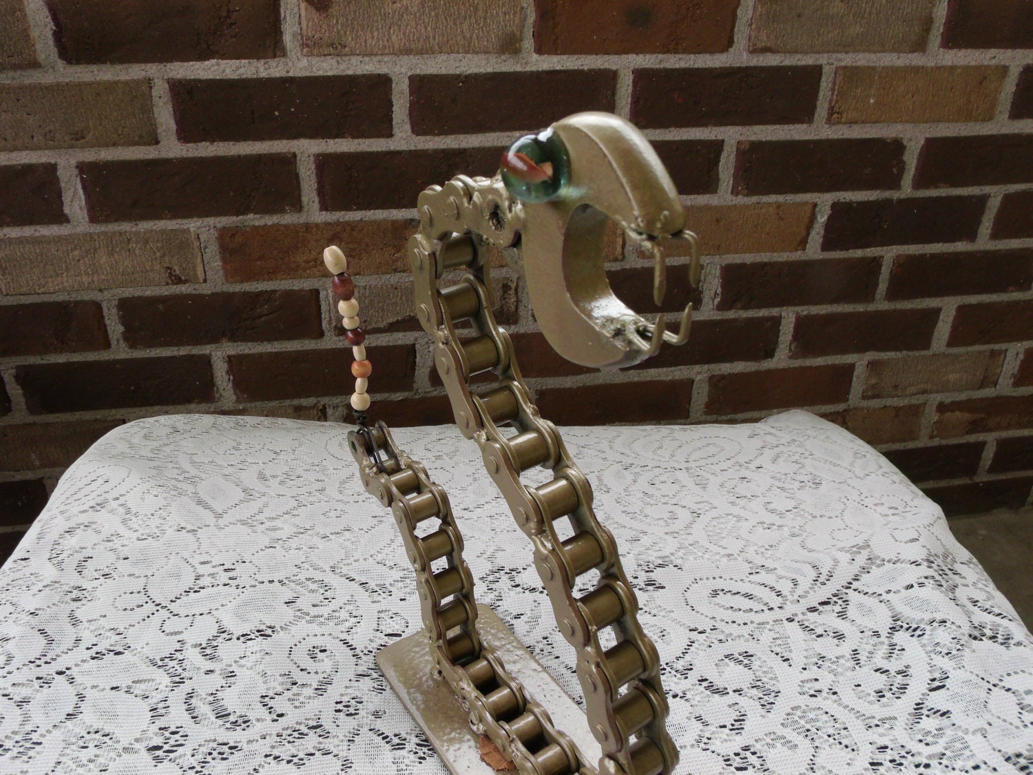 Welded Chain Metal Snake Sculpture