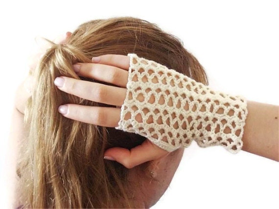 Ivory Fingerless Gloves,Mittens