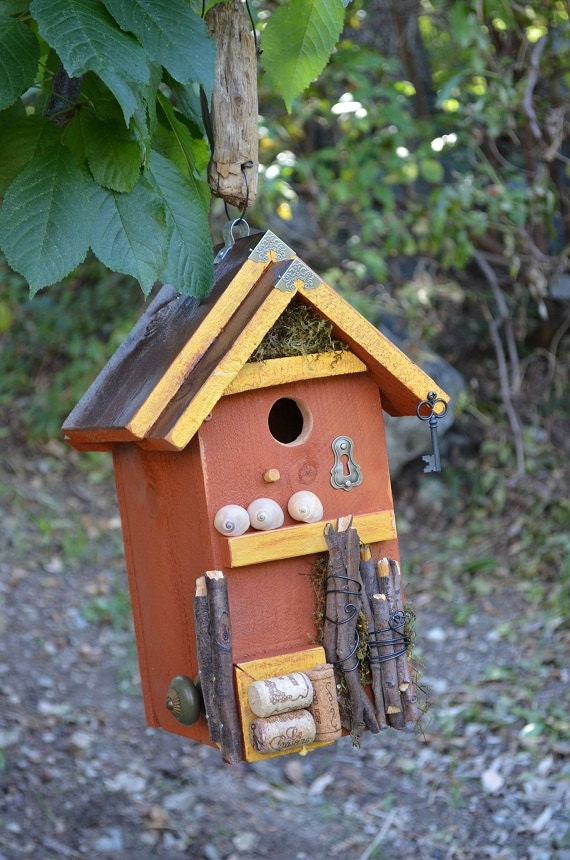 Birdhouse Hand Painted Handmade Beach Rustic Woodworking Birdhouses Functional Birds Garden House Primitive Yard Art Free Shipping
