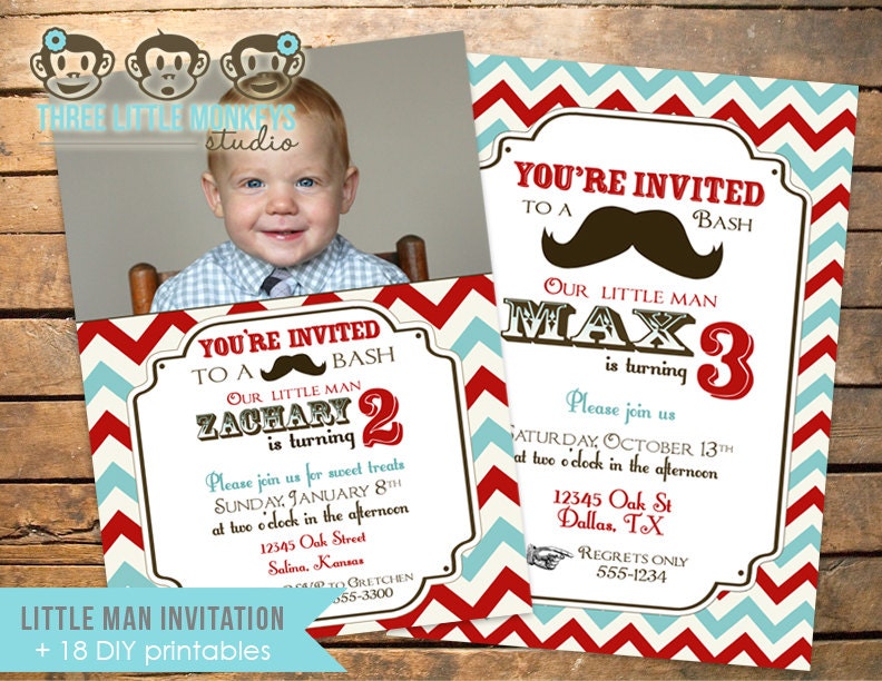 Vintage Little Man Mustache Bash, Moustache Bash or Barber Shop Invitation Il_170x135