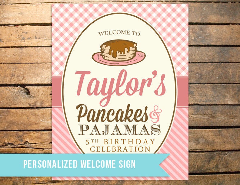 Personalized Pancakes and Pajamas PJs Party Door Sign Il_170x135