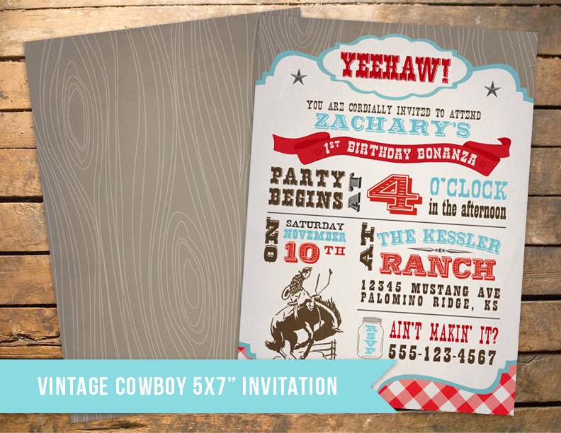 Vintage Cowboy Invitation Il_570xn