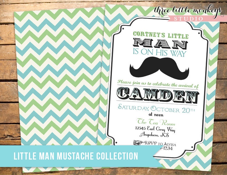 Vintage Little Man Mustache Baby Shower Invitation Il_570xn
