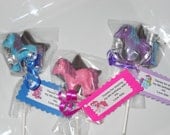 12 Girls Pink Purple Blue My Little Pony Stars Circle 4th 5th 6th 7th Birthday Gourmet Chocolate Lollipops Birthday Gifts Party Favor Kids