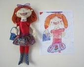 Custom softies, stuffed dolls and animals made from children's artwork