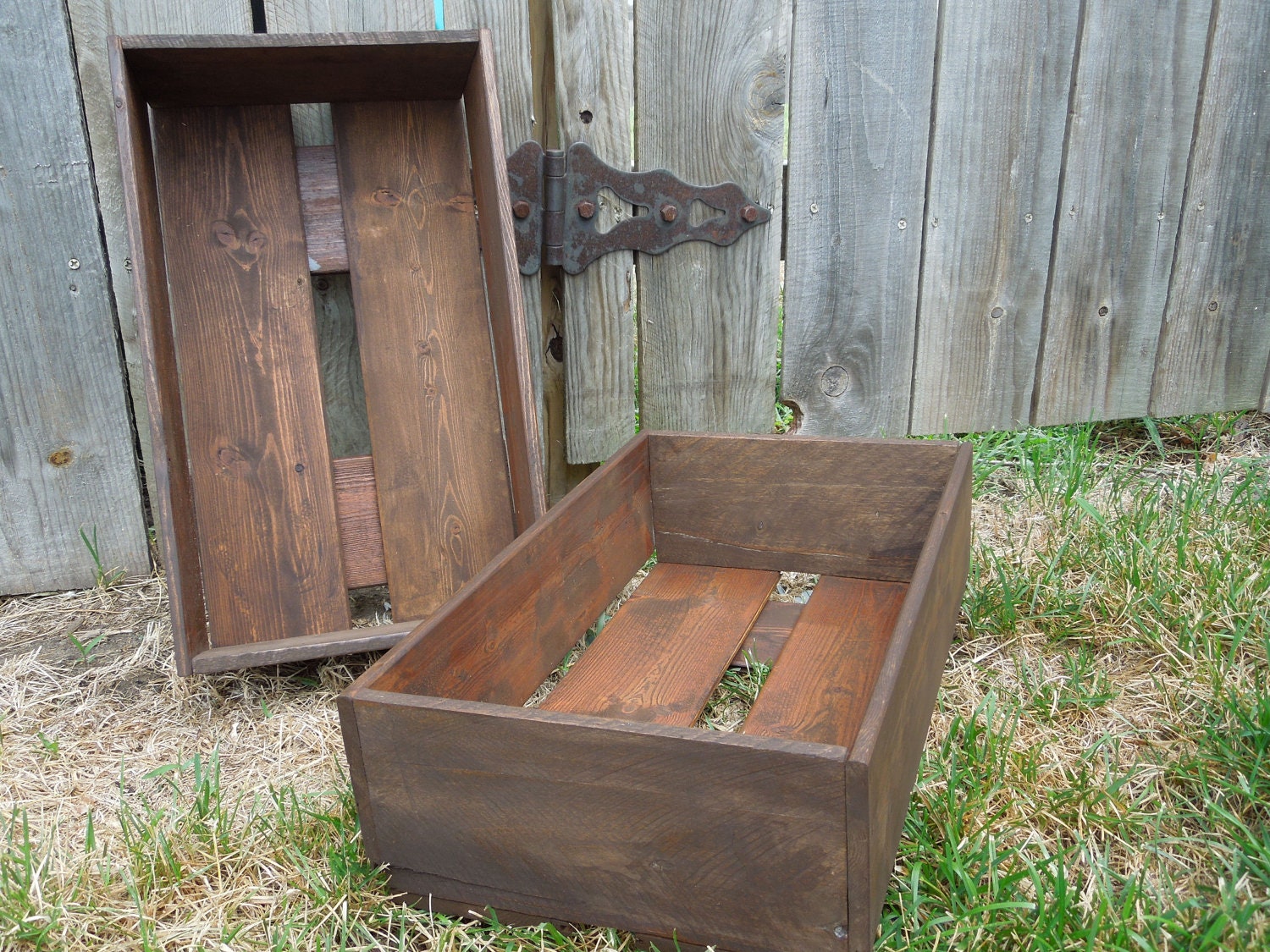 two wooden CRaTeS..newborn photo prop....wedding centerpiece...storage... Wreckd on Etsy ... upcycled wood