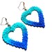 Lace Earrings - Aqua and Cobalt Blue Ombre Heart Hand Painted  - Customizable Colors - Lace Fashion