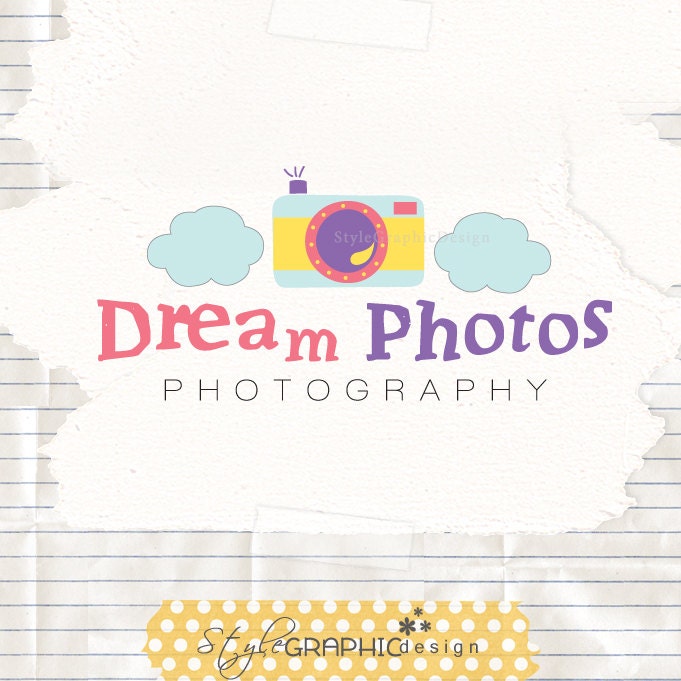 Dreamy photographer logo cute camera logo ooak and watermark