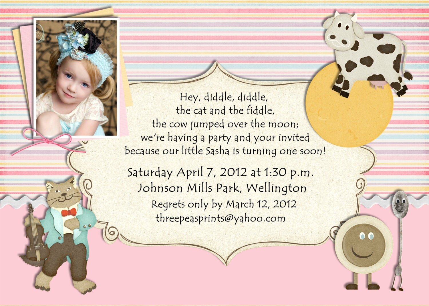 Nursery Rhyme Birthday Invitation - Mother Goose Theme Printable Photo Card Il_570xn