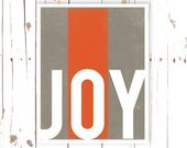 Joy Typography Modern Wall Art Hostess Gift Holiday Home Decor Joy wall Art Joy Wall Decor 8x10 Burnt Orange Gray