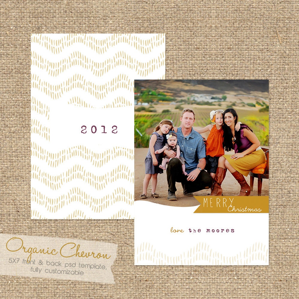 ORGANIC CHEVRON 5X7 Custom Photo Christmas Card Template