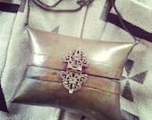 Antique Brass Copper Pillow Purse Art Nouveau Art Deco Indian Metal Bag