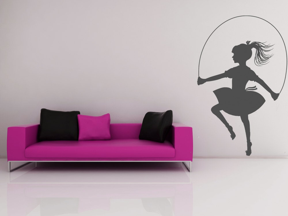 Girl Jumping Rope, Speed Jump  - Vinyl Decal, Wall Decor, Wall Decal, Vinyl Sticker, Kid's, Bedroom, Home Decor