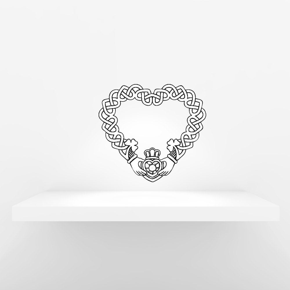 Celtic, Irish, Eternal Heart, Crown, Clover  - Decal, Sticker, Vinyl, Wall, Love, Forever, Romantic Decor