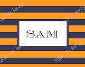 Orange & Navy Stripe Personalized Placemat