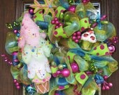 Deco Mesh VISIONS of SUGARPLUMS CHRISTMAS Wreath