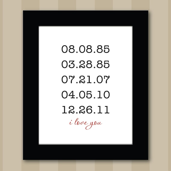 8x10 Family Special Dates - Custom Important Dates - What a Difference a Day Makes - Family Gift