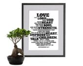 Deuteronomy 6:5-7. Love The Lord Your God. 8x10. DIY Printable Christian Poster. High Resolution jpeg . Bible Verse.