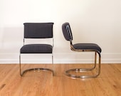 SALE Set of Four Milo Baughman Style Chrome Chairs with Vintage Plaid Upholstery