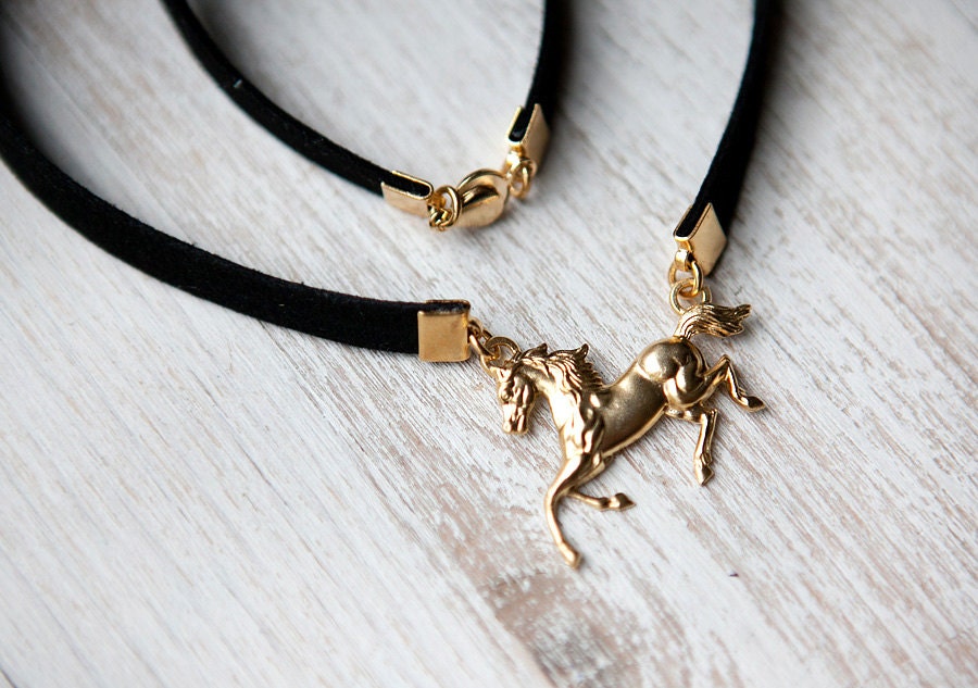 Horse Faux leather cord Necklace  by pardes israel