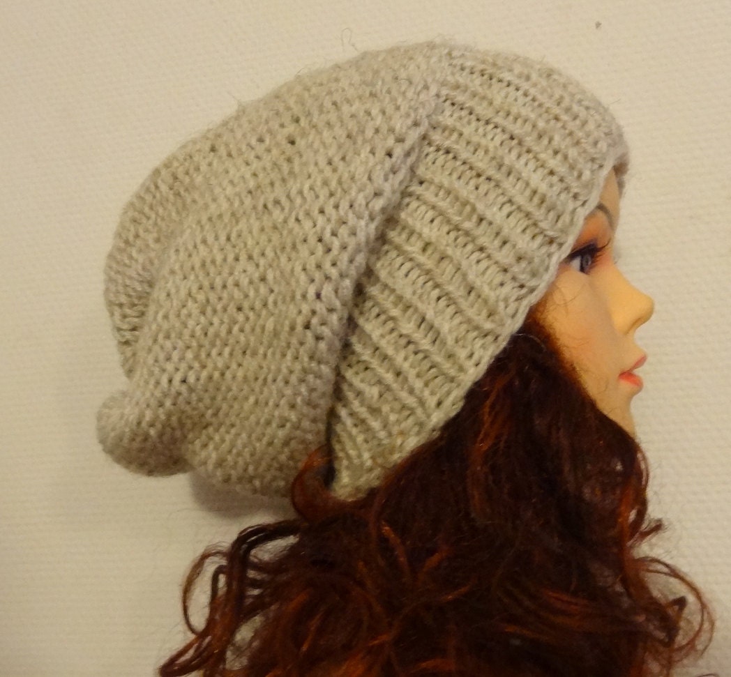 Sacking Winter Hat - Autumn Accessories - Slouchy Beanie  Women Hat  - Oversized Hat - Chunky Knit  - Mens Slouchy oatmeal color