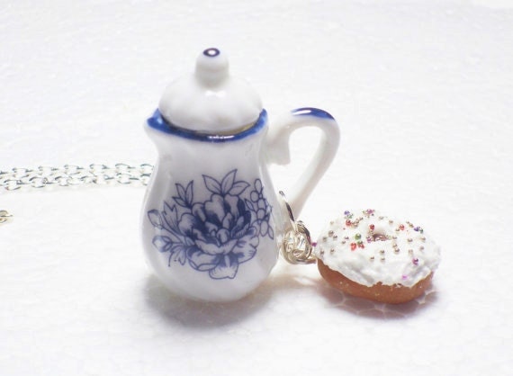 Coffee Pot Pendant.  Polymer clay