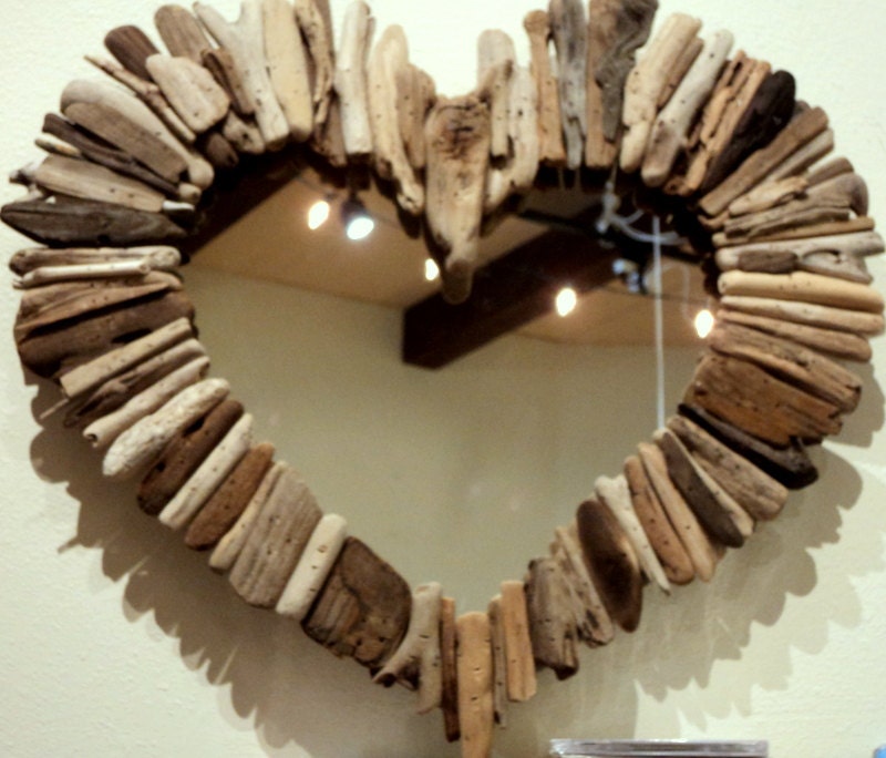 Driftwood Sea Heart Mirror
