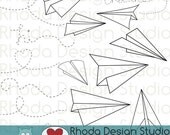 Paper Airplanes Digital Clip Art stamps