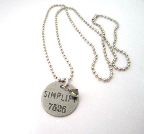 Metal PHILOSOPHY TAG - Stamped Tag Necklace - "SIMPLIFY"