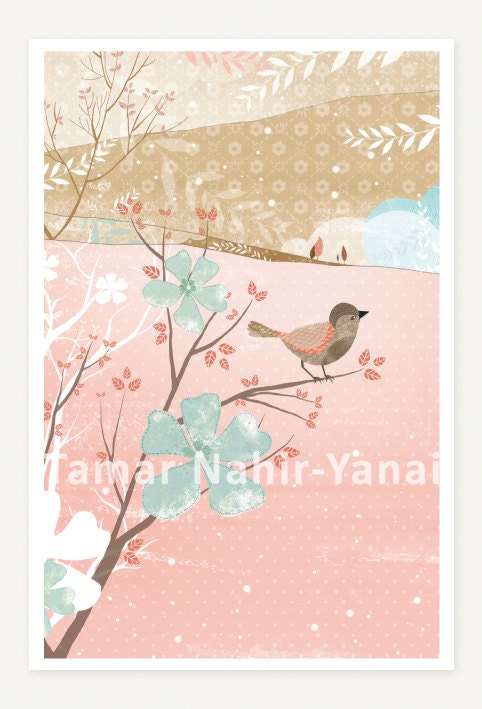 Birds Series Greeting Card - Pink bird