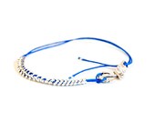 bracelet minimal bling neon blue cord silver plated chain anchor