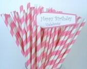 50 Bubble Gum PINK STRIPE Paper Straws.... w/ DIY Blank Printables, Paper Drinking Straws,Cake Pop Sticks, Retro, Vintage Inspired, Wedding