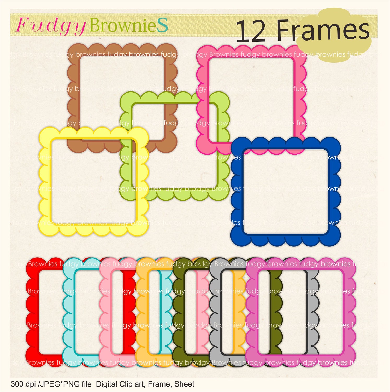 Clip art frame, square frames clipart, outline frame, digital scrapbooking frames.A-53 ,  Instant download