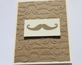 Mustache Birthday Card, Embossed, Hand Stamped