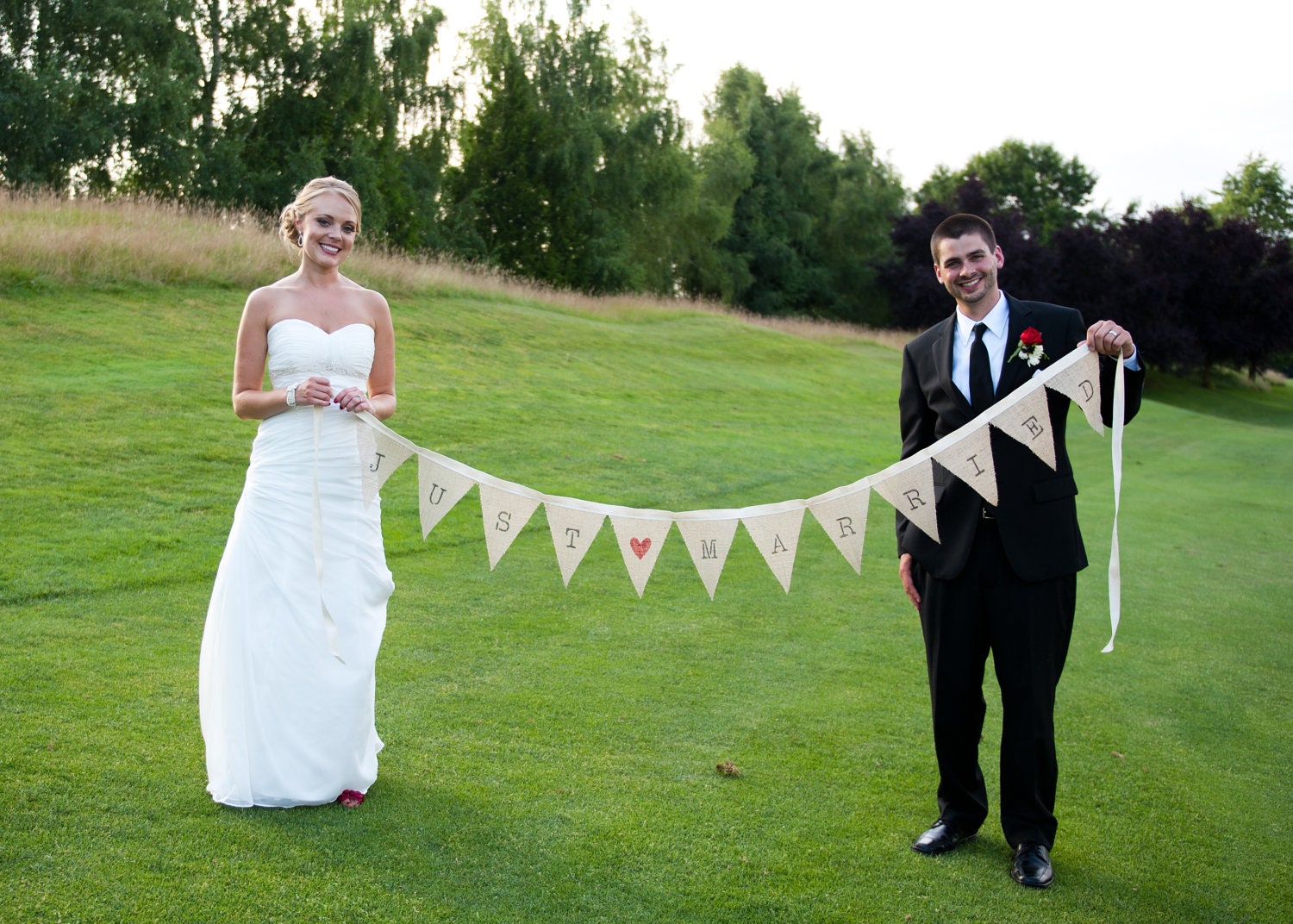 Burlap "JUST MARRIED" Pennant Banner