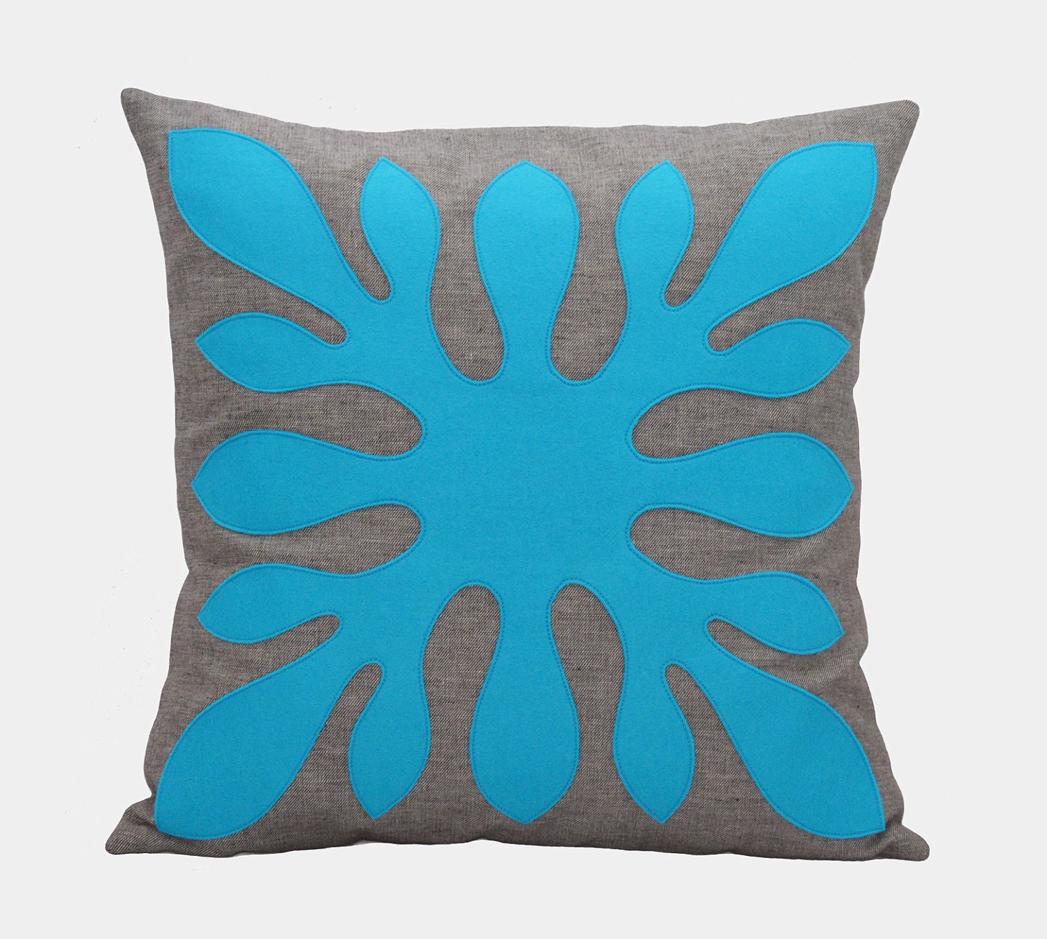 Turquoise Pillow - Decorative Hawaiian Pillow Cover - Neon Blue and Grey, 18x18 inches, Aloha, Modern Contemporary Decor, Made To Order