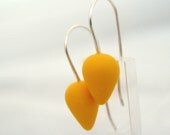 Yellow modern tear drop polymer clay earrings, dangle, sterling filled earwires
