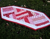 Table runner, reversible in red & white prints on the front and solid red cotton on the back.  FREE Shipping in the US