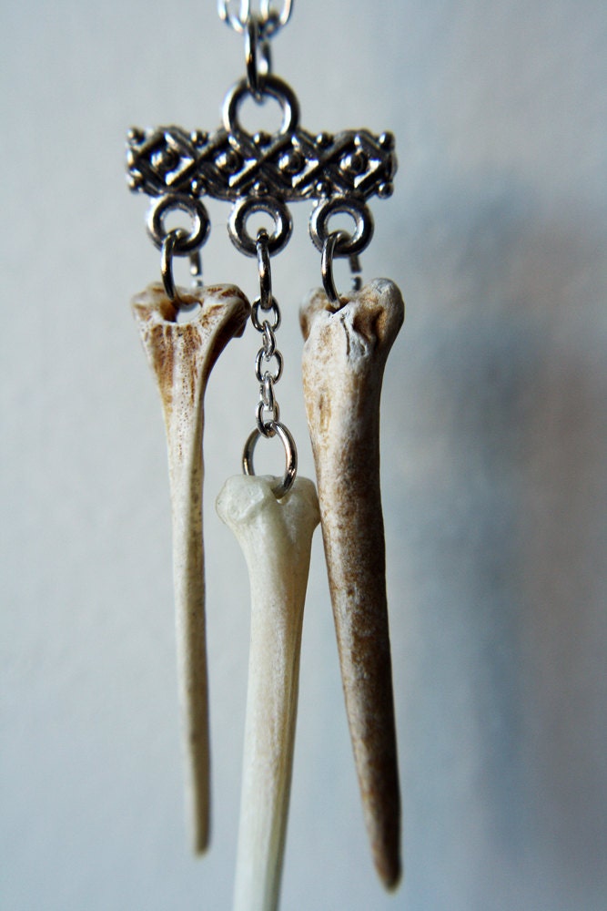 Real fish bone trio necklace