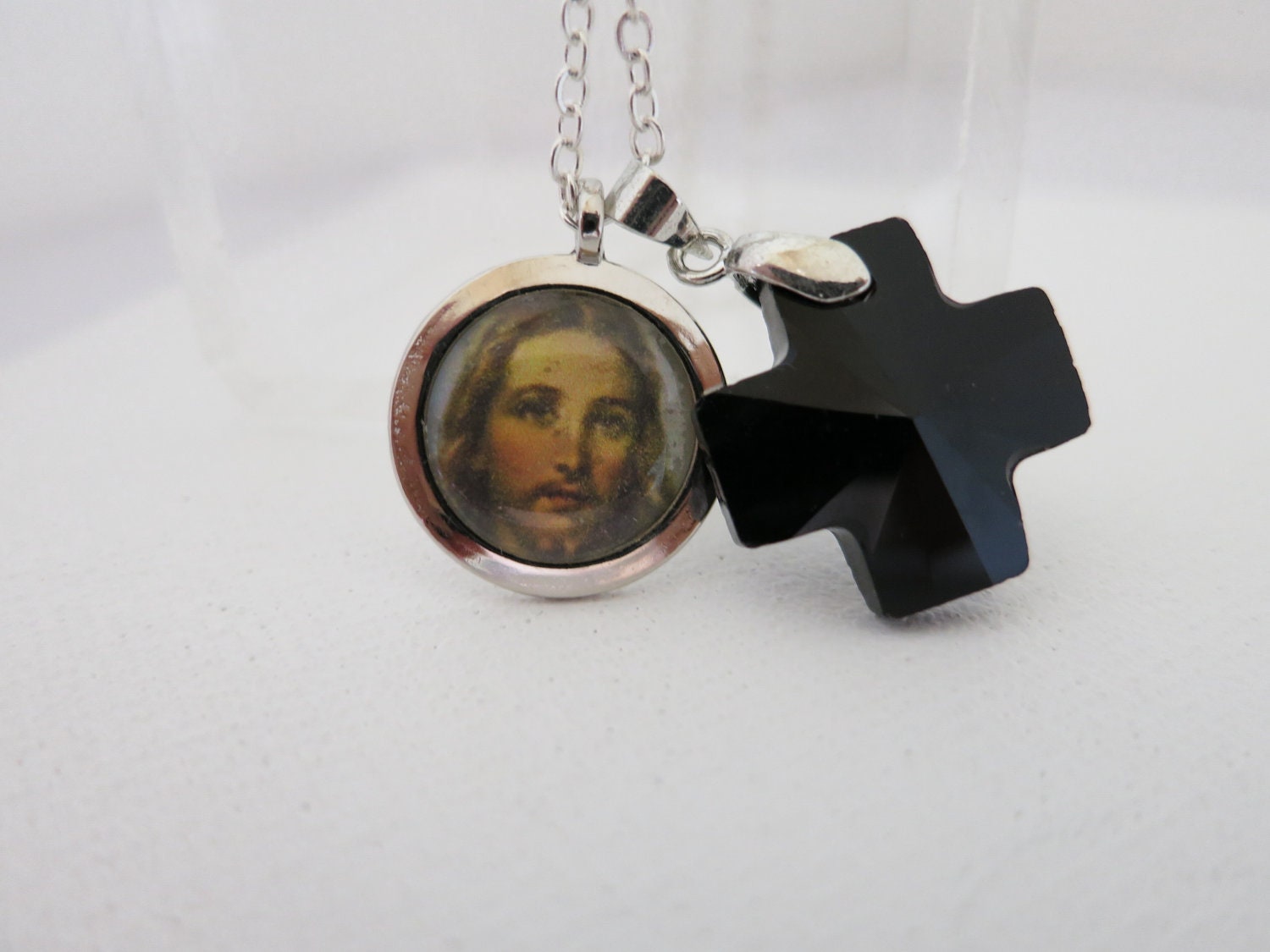 Necklace Religious  Childs Christian with Crystal Cross