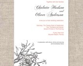 Vintage Flowers Wedding Card Set - Wedding Invitation and Reply Card