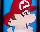 Baby Mario 5x7 Framed Original Papercut