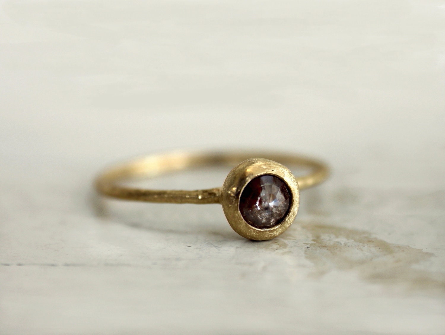Rose cut diamond engagement ring. 18k. A love stone. Willow.
