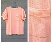 80s coral eyelet tee short sleeve shirt s m l