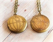 World Locket Jewelry Antique Locket Necklace Gift Jewelry Atlas Map Western Hemisphere Eastern Hemisphere