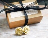 Bridesmaid Gifts Bridal Jewelry Fine Ivory Rose Earrings Rustic Wedding Bridesmaid Jewelry Limon Bijoux