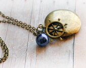 True North Compass Locket Jewelry Antique Locket Necklace Gift Jewelry Ship Wheel Map